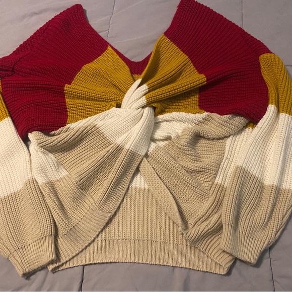 BOOHOO STRIPE KNOT BACK SWEATER - Picture 5 of 5